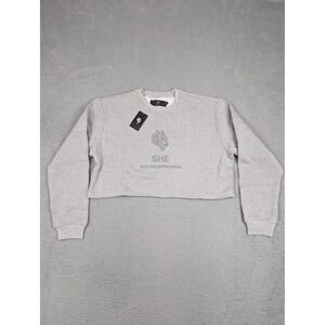 Darc Sport SHE Wolves Sweatshirt Womens Medium Gray Crop Crewneck Limited